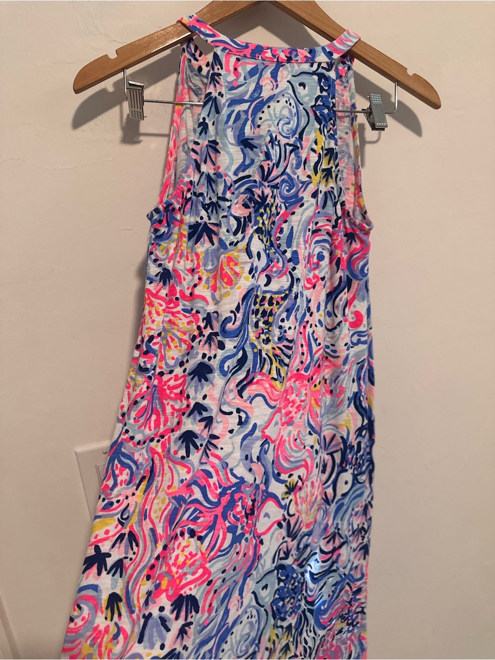 Lilly Pulitzer XS Colorful Ruffle Shift Dress Sleeveless Pink Blue - Picture 7 of 8